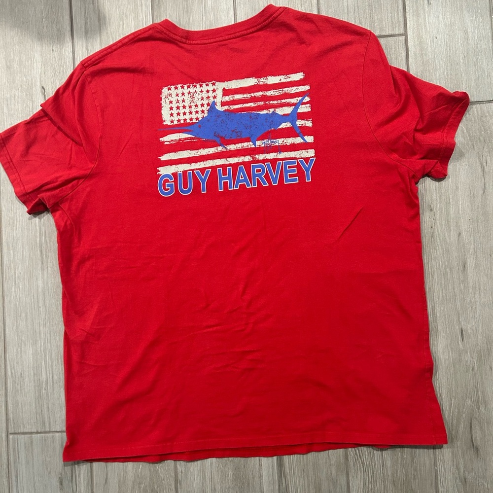 Guy Harvey red americana fish short sleeve tee-XXL with front shirt pocket